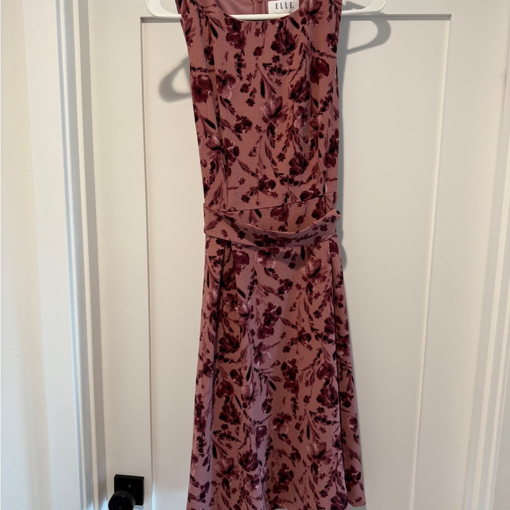 Elle Women's Midi Dress in Floral Burgundy